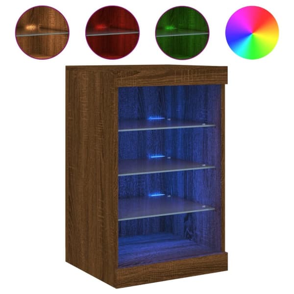 Senkki LED-valoilla ruskea tammi 41x37x67 cm