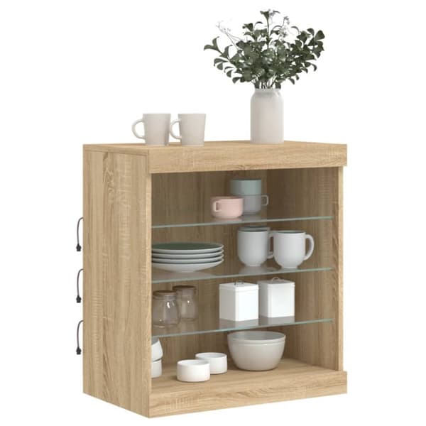 Skänk med LED-belysning sonoma-ek 60,5x37x67 cm