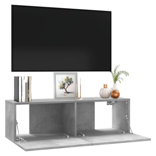 TV-bänk betonggrå 100x30x30 cm konstruerat trä