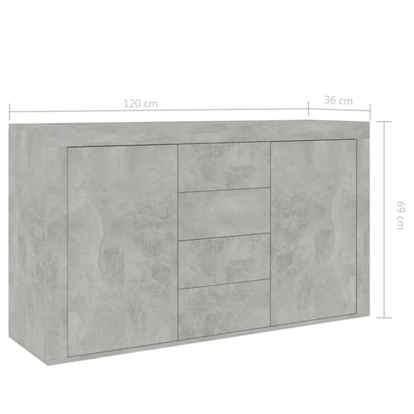 skænk 120x36x69 cm konstrueret træ betongrå