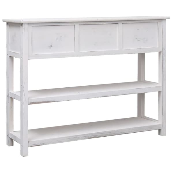 skænk 108x30x76 cm massivt kejsertræ antikhvid