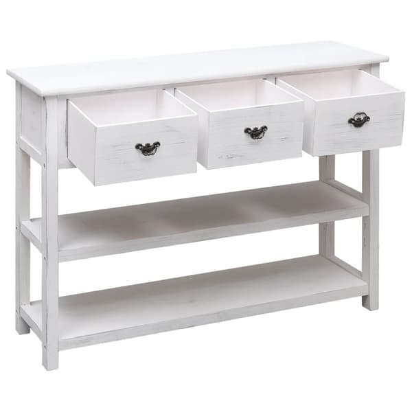 skænk 108x30x76 cm massivt kejsertræ antikhvid
