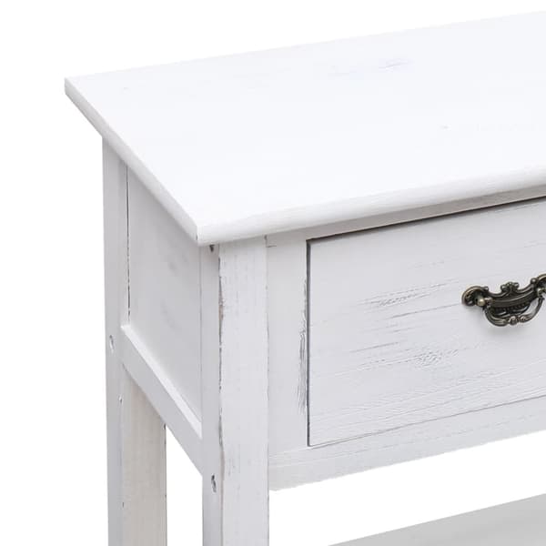 skænk 108x30x76 cm massivt kejsertræ antikhvid