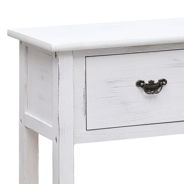 skænk 108x30x76 cm massivt kejsertræ antikhvid