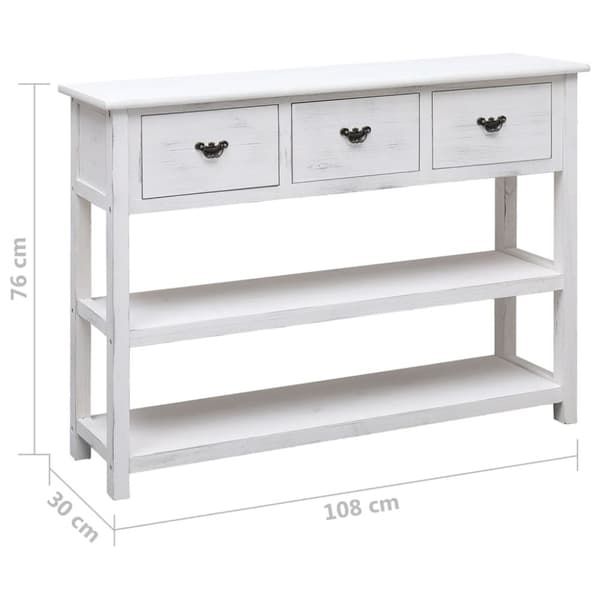 skænk 108x30x76 cm massivt kejsertræ antikhvid