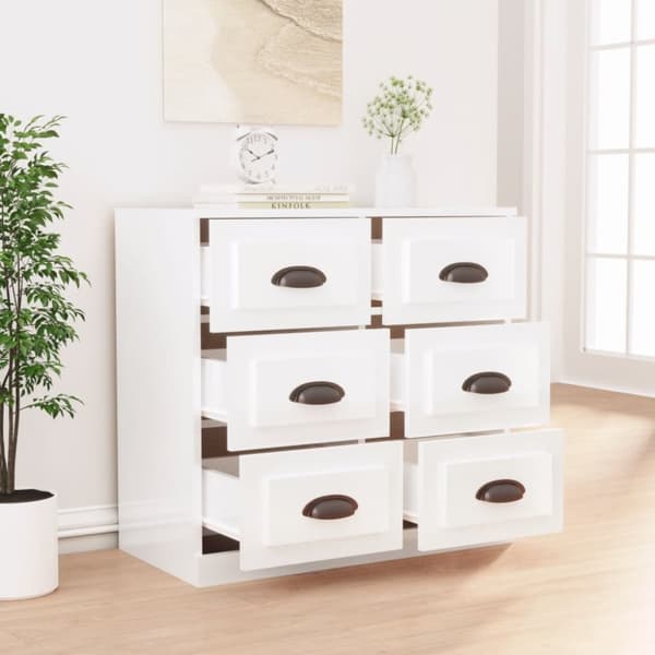 skænk 70x35,5x67,5 cm konstrueret træ hvid højglans