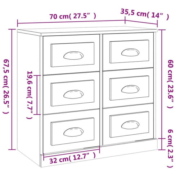 skænk 70x35,5x67,5 cm konstrueret træ hvid højglans