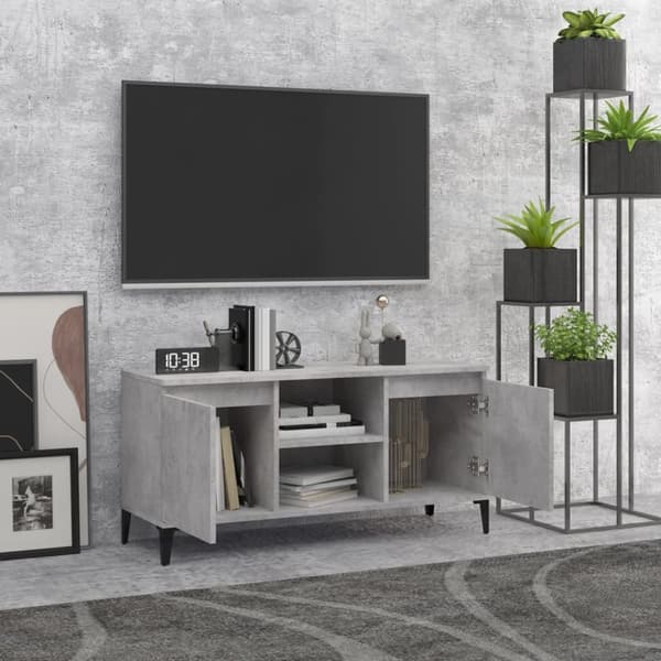 tv-skab med metalben 103,5x35x50 cm betongrå