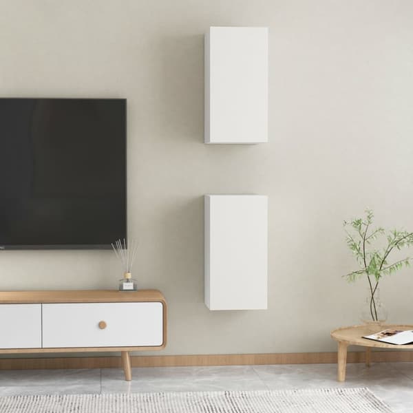 Tv-bänkar 2 st vit 30,5x30x60 cm konstruerat trä