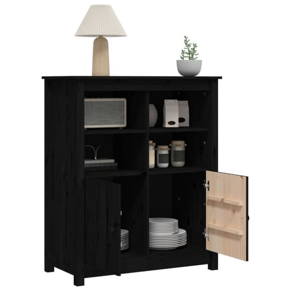 skænk 83x41,5x100 cm massivt fyrretræ sort