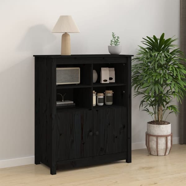 skænk 83x41,5x100 cm massivt fyrretræ sort