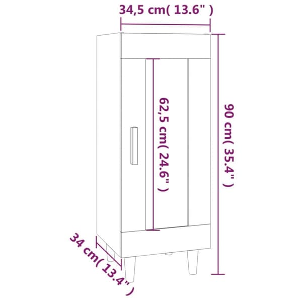 skænk 34,5x34x90 cm konstrueret træ røget egetræsfarve