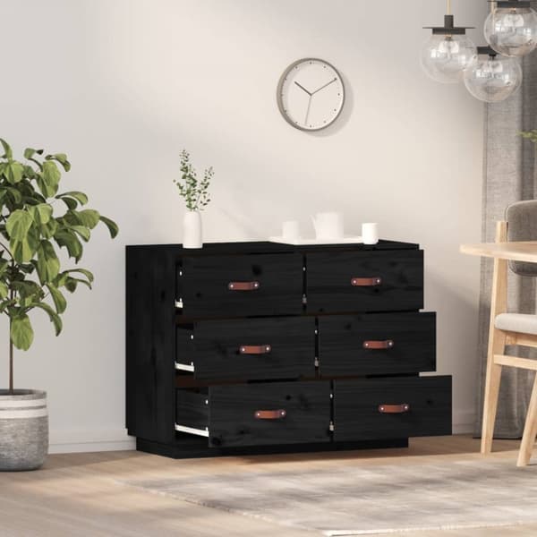 skænk 100x40x75 cm massivt fyrretræ sort