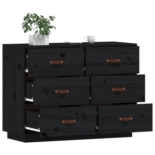 skænk 100x40x75 cm massivt fyrretræ sort