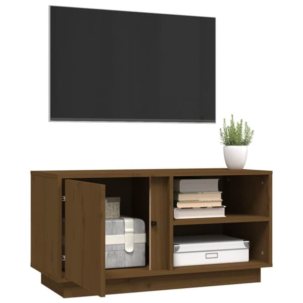 Tv-bänk honungsbrun 80x35x40,5 cm massiv furu