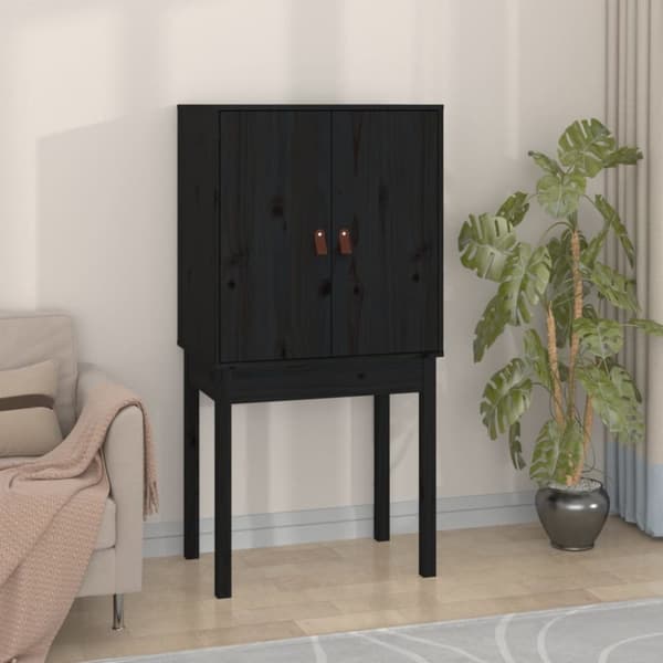 højskab 60x40x120 cm massivt fyrretræ sort