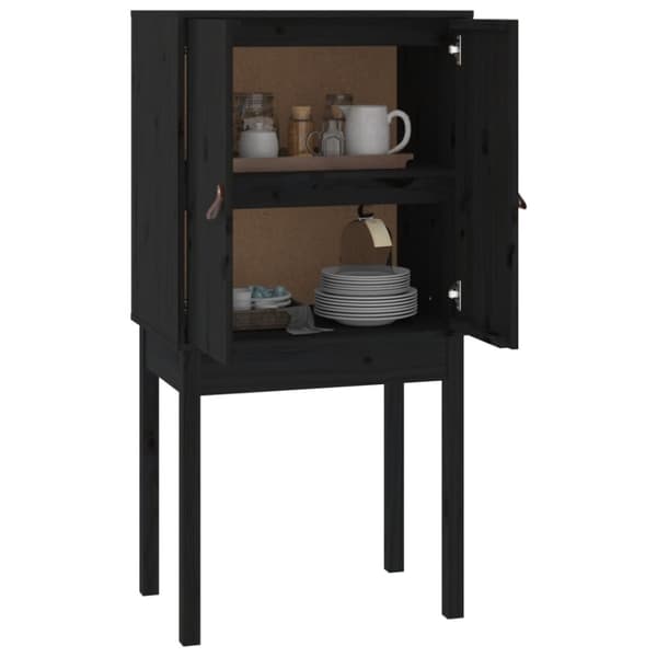 højskab 60x40x120 cm massivt fyrretræ sort