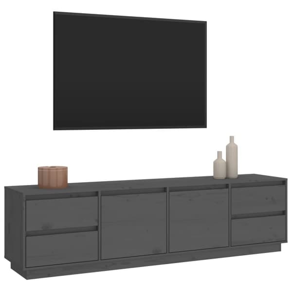 Tv-bänk grå 176x37x47,5 cm massiv furu