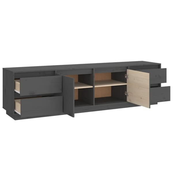 Tv-bänk grå 176x37x47,5 cm massiv furu