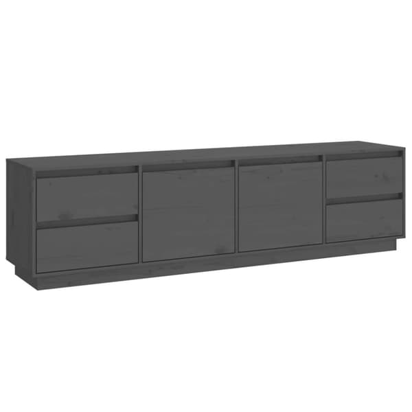 Tv-bänk grå 176x37x47,5 cm massiv furu