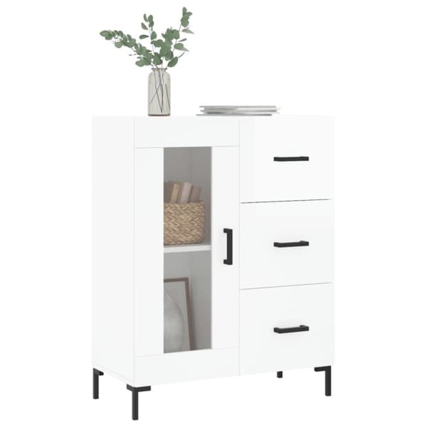 skænk 69,5x34x90 cm konstrueret træ hvid højglans