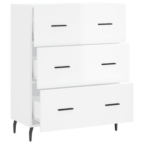 skænk 69,5x34x90 cm konstrueret træ hvid højglans