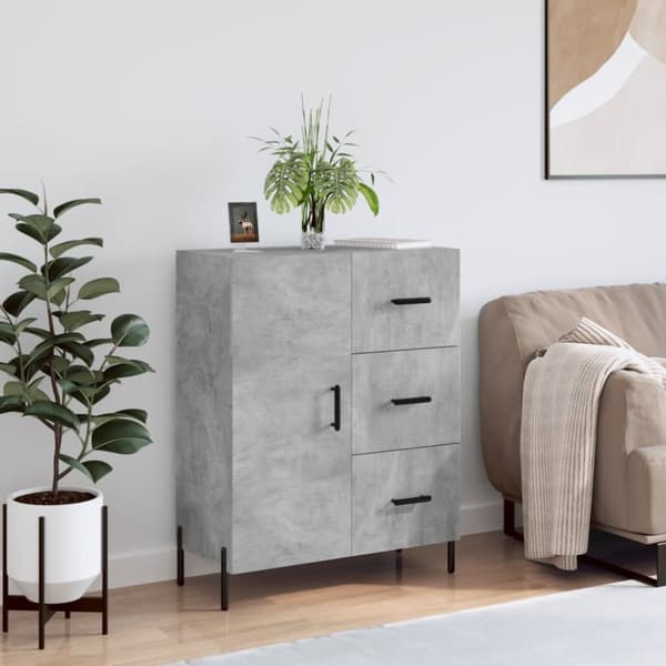 skænk 69,5x34x90 cm konstrueret træ betongrå