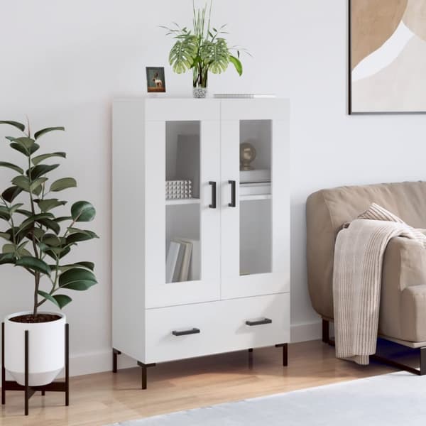 skab 69,5x31x115 cm konstrueret træ hvid højglans
