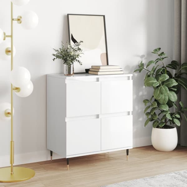 skænk 60x35x70 cm konstrueret træ hvid højglans