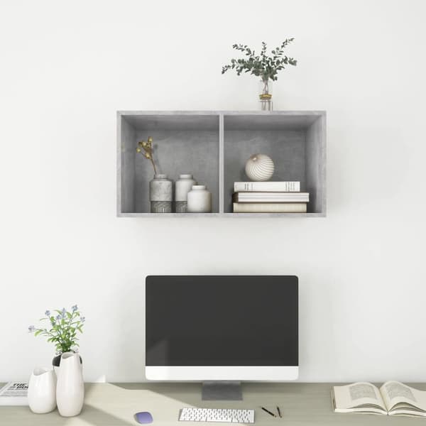 Väggmonterad tv-bänk betonggrå 37x37x72 cm konstruerat trä
