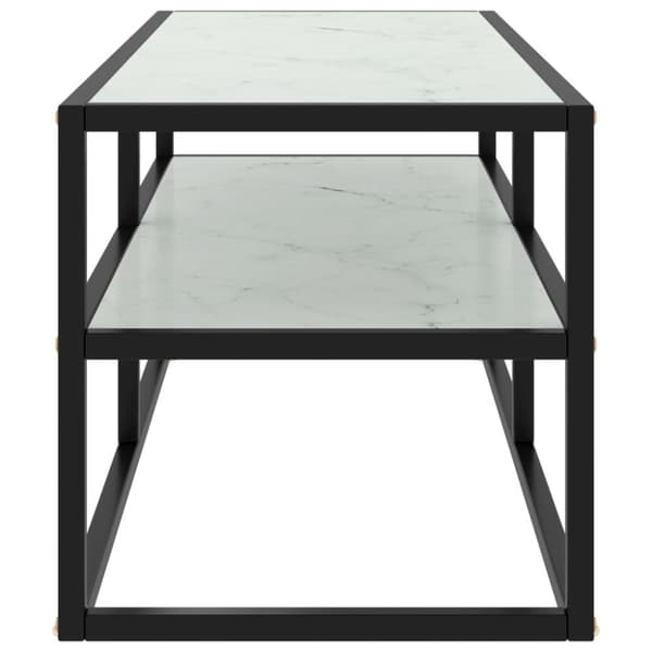 Tv-bänk svart med vit marmor glas 100x40x40 cm