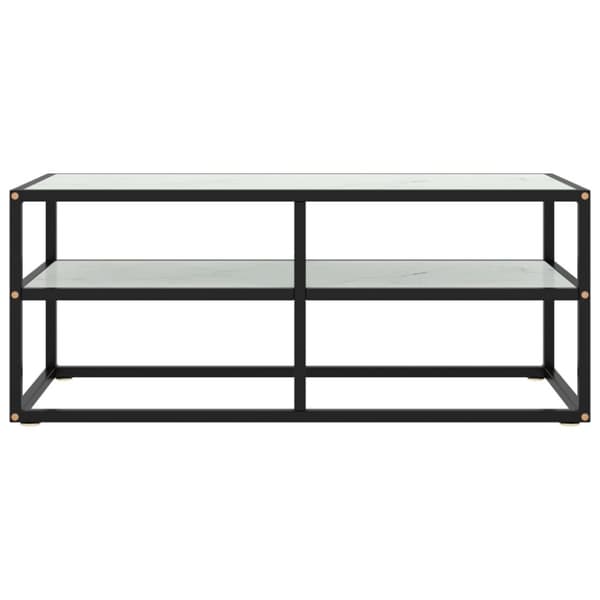 Tv-bänk svart med vit marmor glas 100x40x40 cm