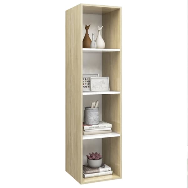 væghængt tv-skab 37x37x142,5 cm konstrueret træ sonoma-eg hvid