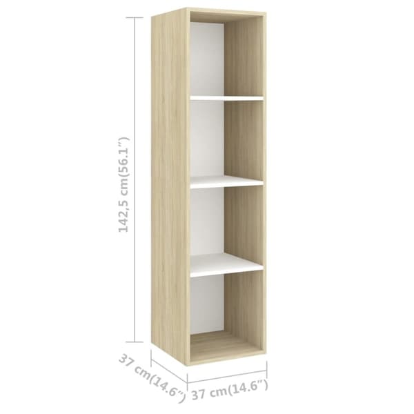 væghængt tv-skab 37x37x142,5 cm konstrueret træ sonoma-eg hvid