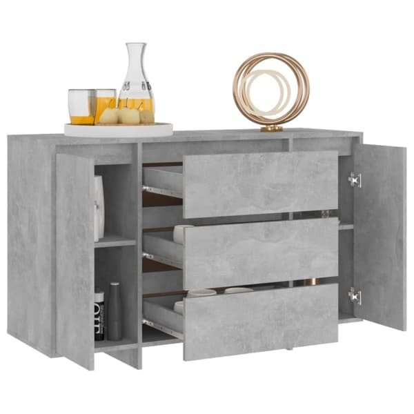 Skänk med 3 lådor betonggrå 120x41x75 cm konstruerat trä