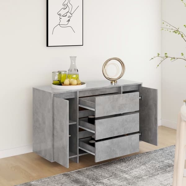Skänk med 3 lådor betonggrå 120x41x75 cm konstruerat trä
