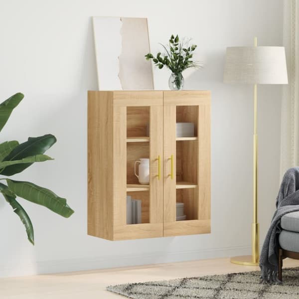 væghængt skab 69,5x34x90 cm konstrueret træ sonoma-eg