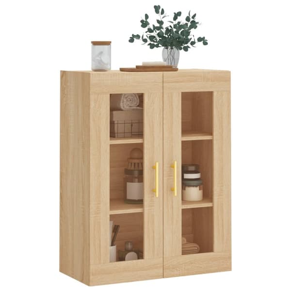 væghængt skab 69,5x34x90 cm konstrueret træ sonoma-eg