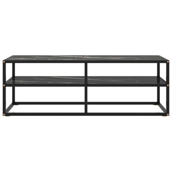 Tv-bänk svart med svart marmor glas 120x40x40 cm
