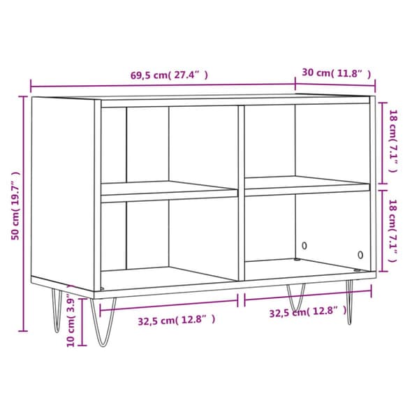 tv-bord 69,5x30x50 cm konstrueret træ sonoma-eg