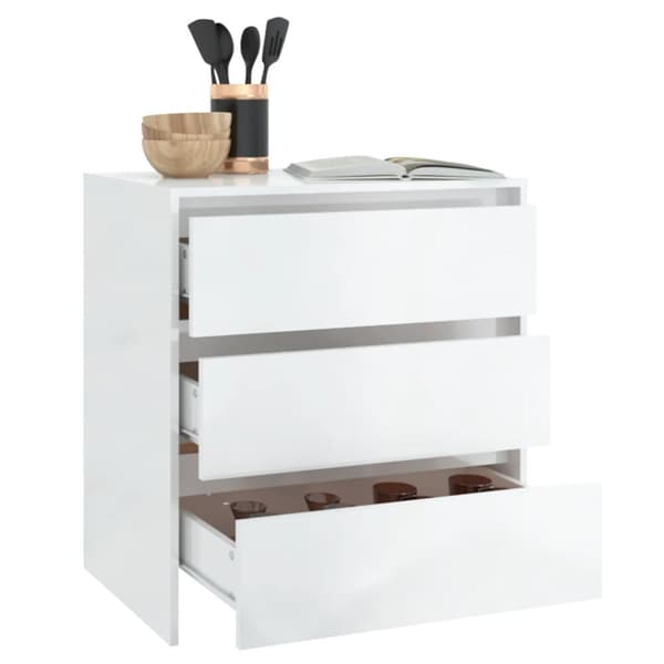 skænk 70x41x75 cm konstrueret træ hvid højglans