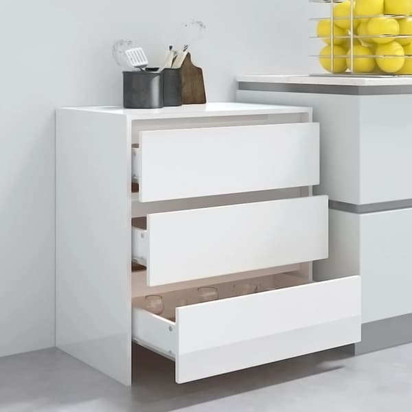 skænk 70x41x75 cm konstrueret træ hvid højglans