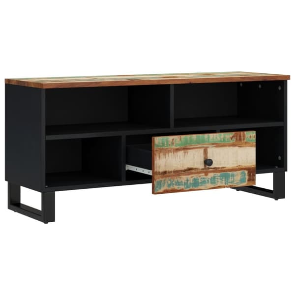 tv-bord 100x33x46 cm massivt genbrugstræ og konstrueret træ