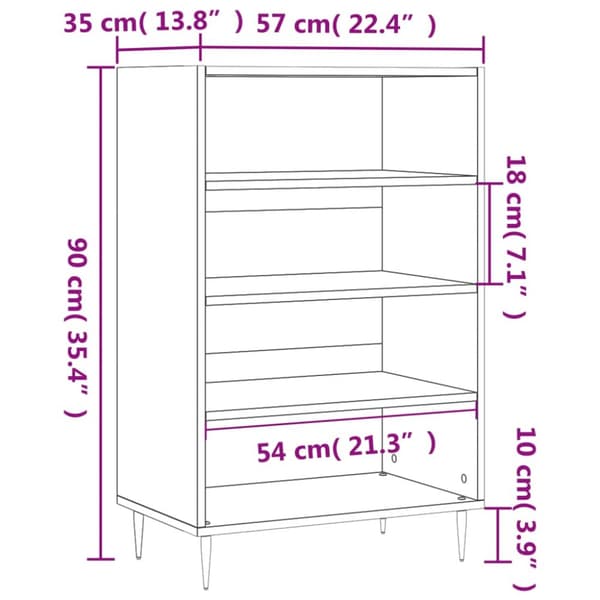 skab 57x35x90 cm konstrueret træ brunt egetræ