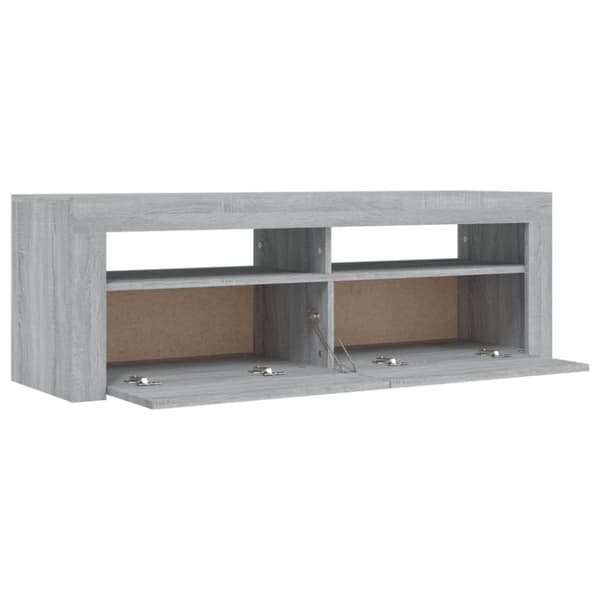 tv-bord med LED-lys 120x35x40 cm grå sonoma-eg