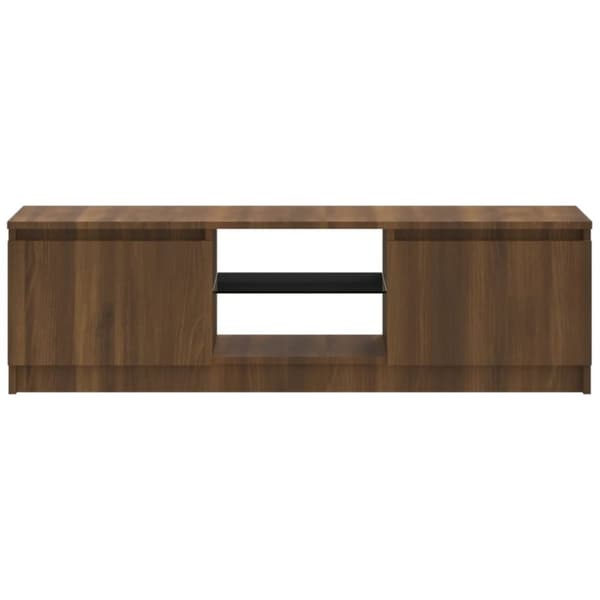 TV-taso LED-valoilla ruskea tammi 120x30x35,5 cm