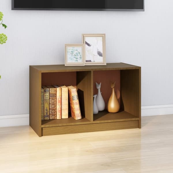 tv-bord 70x33x42 cm massivt fyrretræ gyldenbrun
