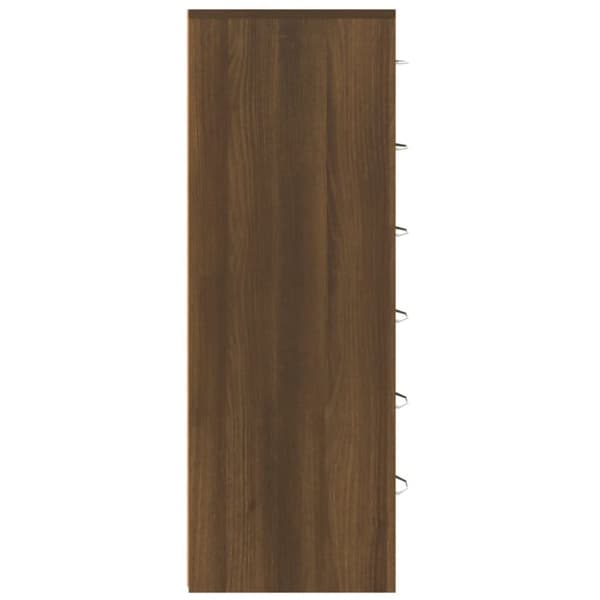 skænk med 6 skuffer 50x34x96 cm konstrueret træ brun egetræ