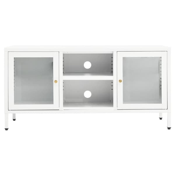 tv-skab 105x35x52 cm stål og glas hvid