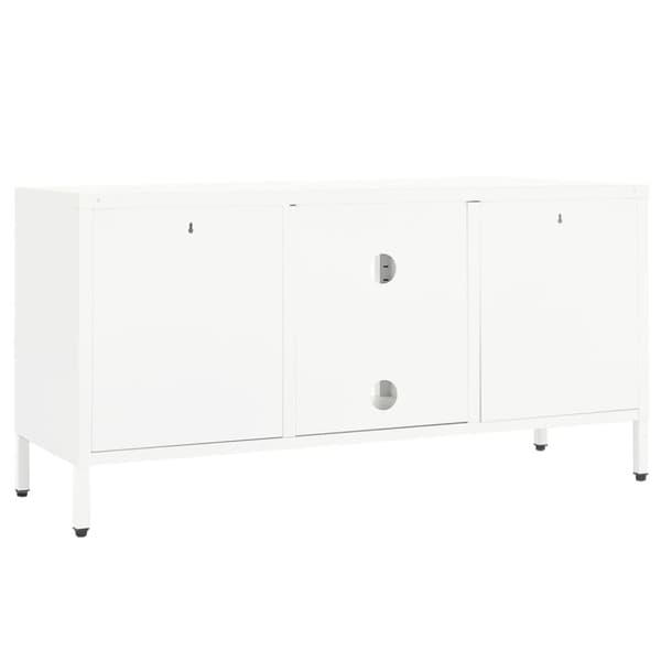 tv-skab 105x35x52 cm stål og glas hvid